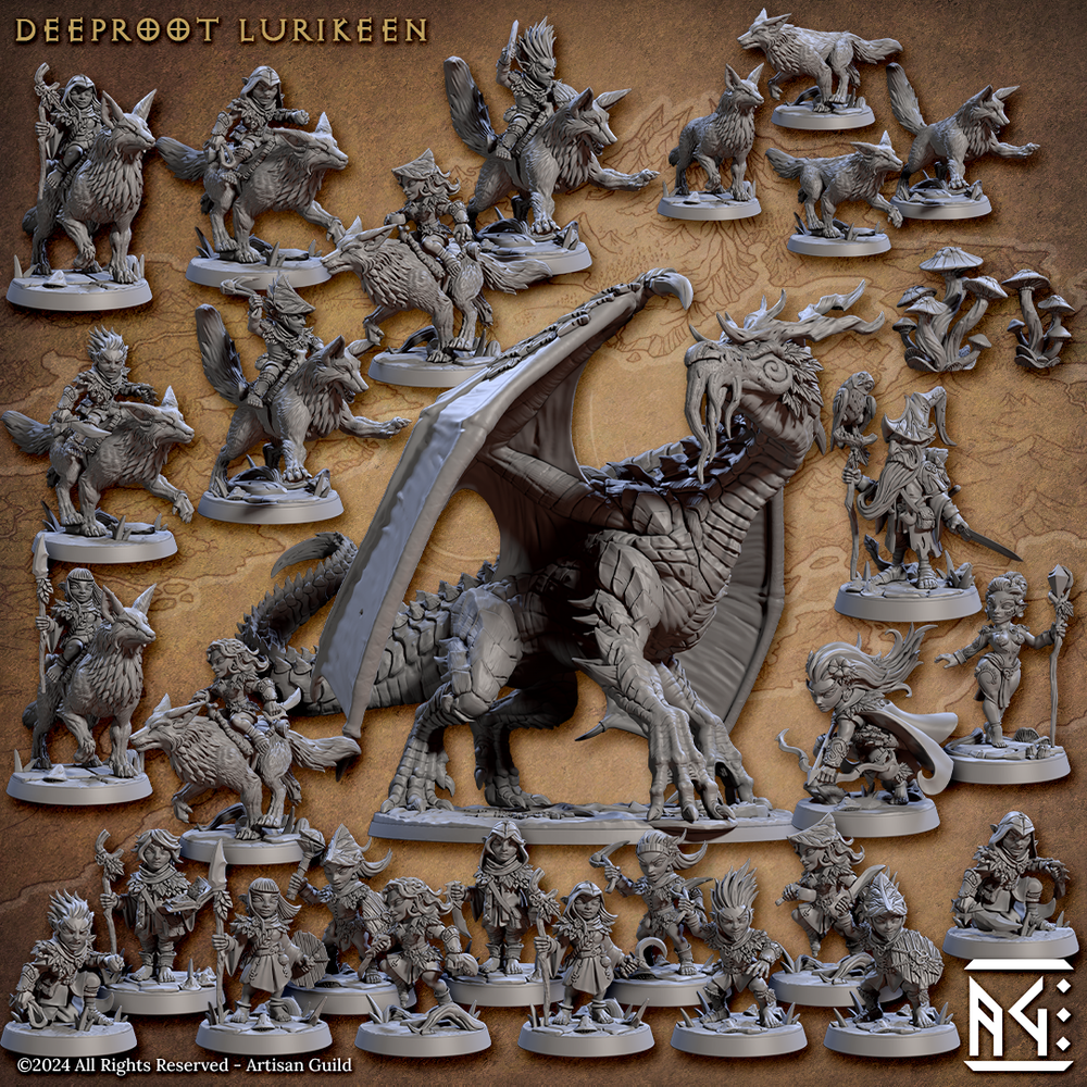3D Printed Artisan Guild Willow Thornfoot Deeproot Lurikeen Set 28mm 32mm (Online Only)