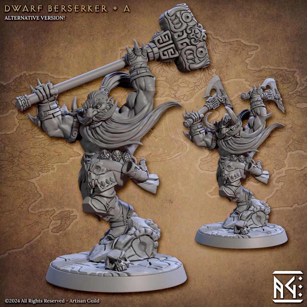 3D Printed Artisan Guild Dwarf Berserkers Dwarf Berserkers Set 28mm 32mm (Online Only)