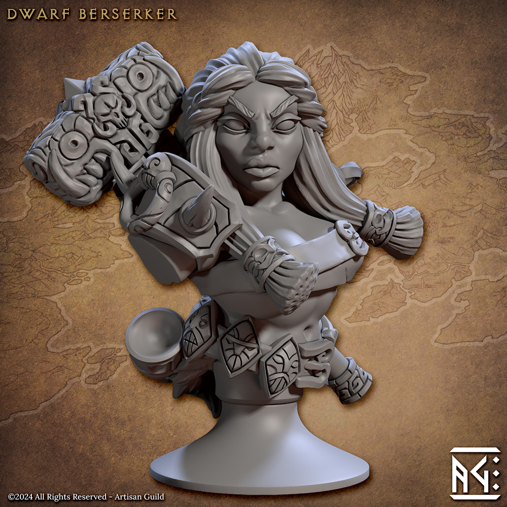 3D Printed Artisan Guild Dwarf Berserkers Busts 28mm 32mm (Online Only)