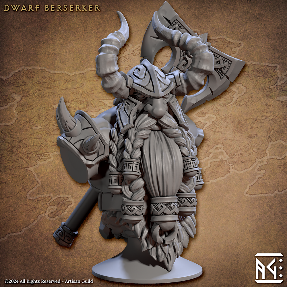 3D Printed Artisan Guild Dwarf Berserkers Busts 28mm 32mm (Online Only)