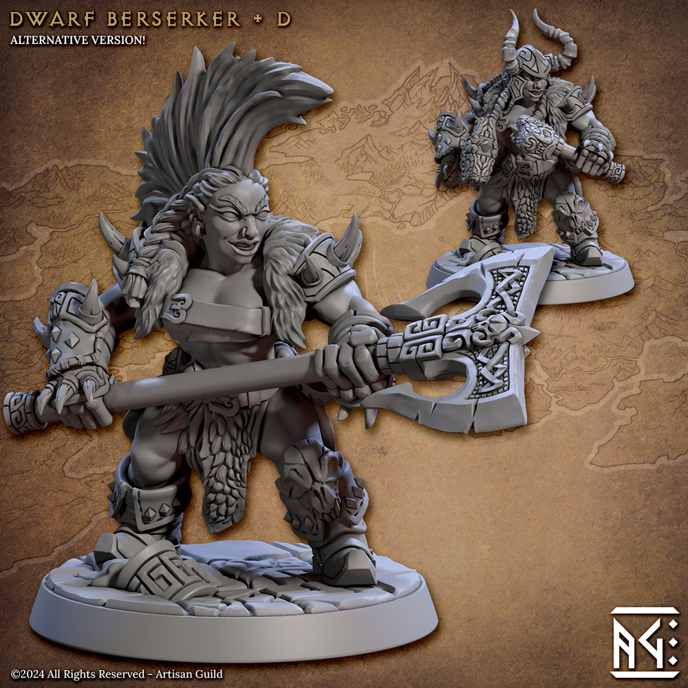 3D Printed Artisan Guild Dwarf Berserkers Dwarf Berserkers Set 28mm 32mm (Online Only)