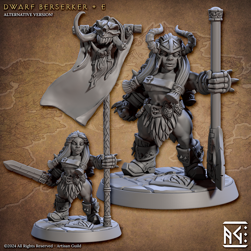 3D Printed Artisan Guild Dwarf Berserkers Dwarf Berserkers Set 28mm 32mm (Online Only)