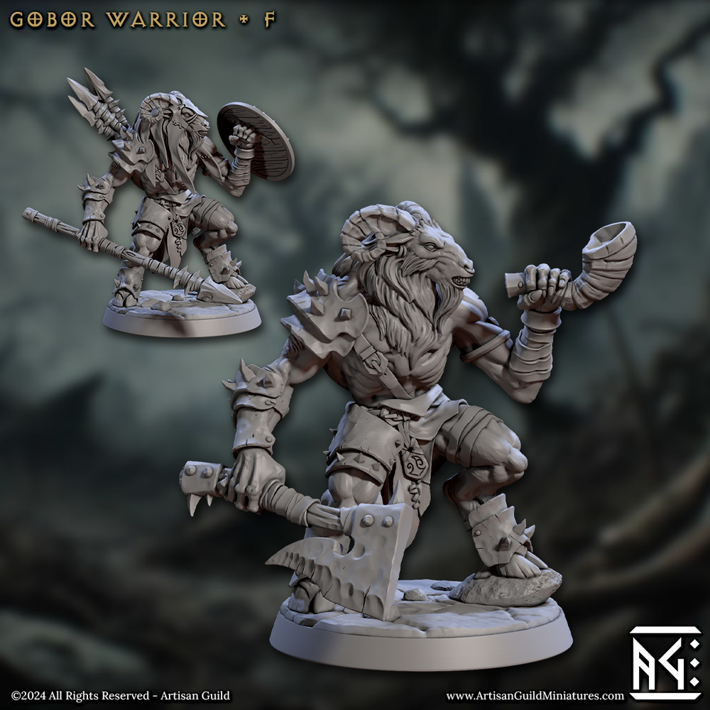 3D Printed Artisan Guild Gobor Warriors Set Rise of the Beastmen Set 28mm 32mm (Online Only)