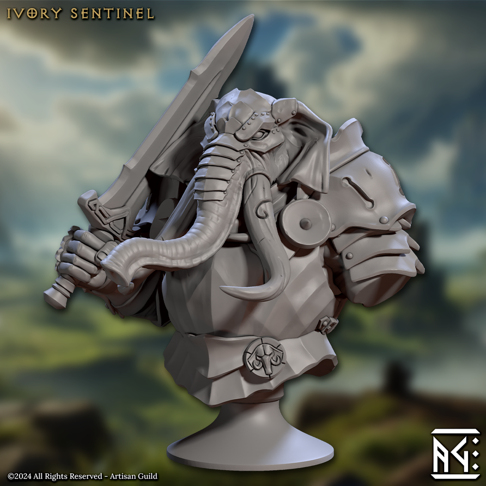 3D Printed Artisan Guild Elephorim Ivory Sentinel Bust Set 28mm 32mm (Online Only)