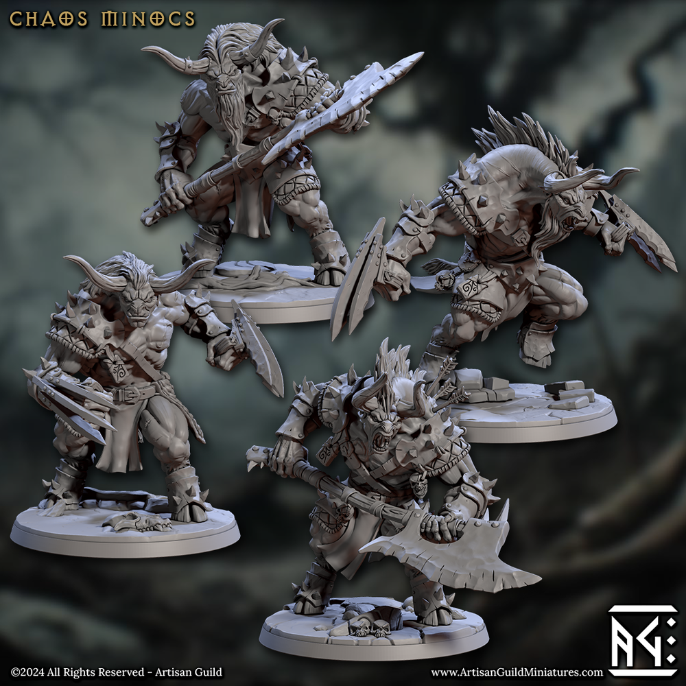 3D Printed Artisan Guild Chaos Minoc Set Rise of the Beastmen Set 28mm 32mm (Online Only)