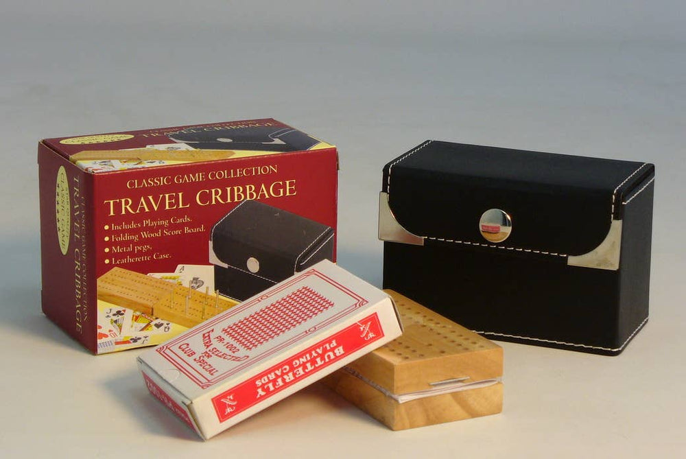 2-Player Travel Folding Wood Cribbage Set-Snap Case and card (ONLINE ORDER ONLY)