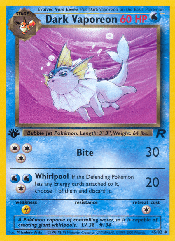 Dark Vaporeon (45/82) [Team Rocket 1st Edition] (Online Only)