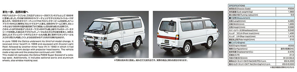 1/24 MITSUBISHI P35W DELICA STAR WAGON '91 Model Kit (ONLINE ORDER ONLY)