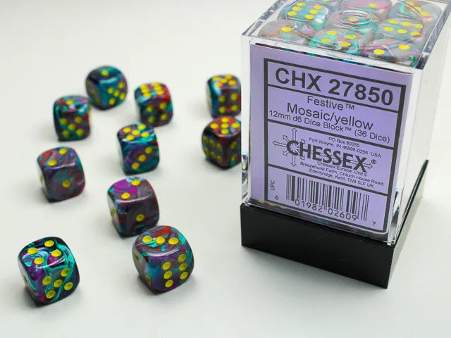 Chessex: Polyhedral Festive Dice sets - 12MM D6 (Online Order Only)