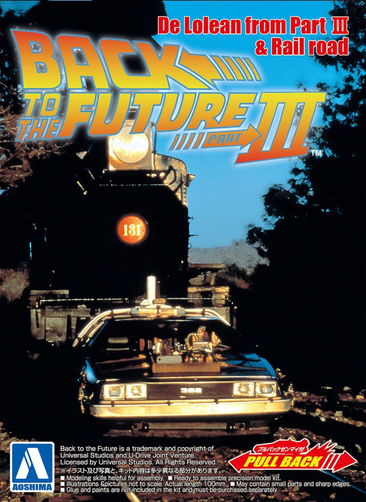 1/43 BACK TO THE FUTURE 1/43 Pullback DELOREAN from PART 3 & Rail road Model Kit (ONLINE ORDER ONLY)