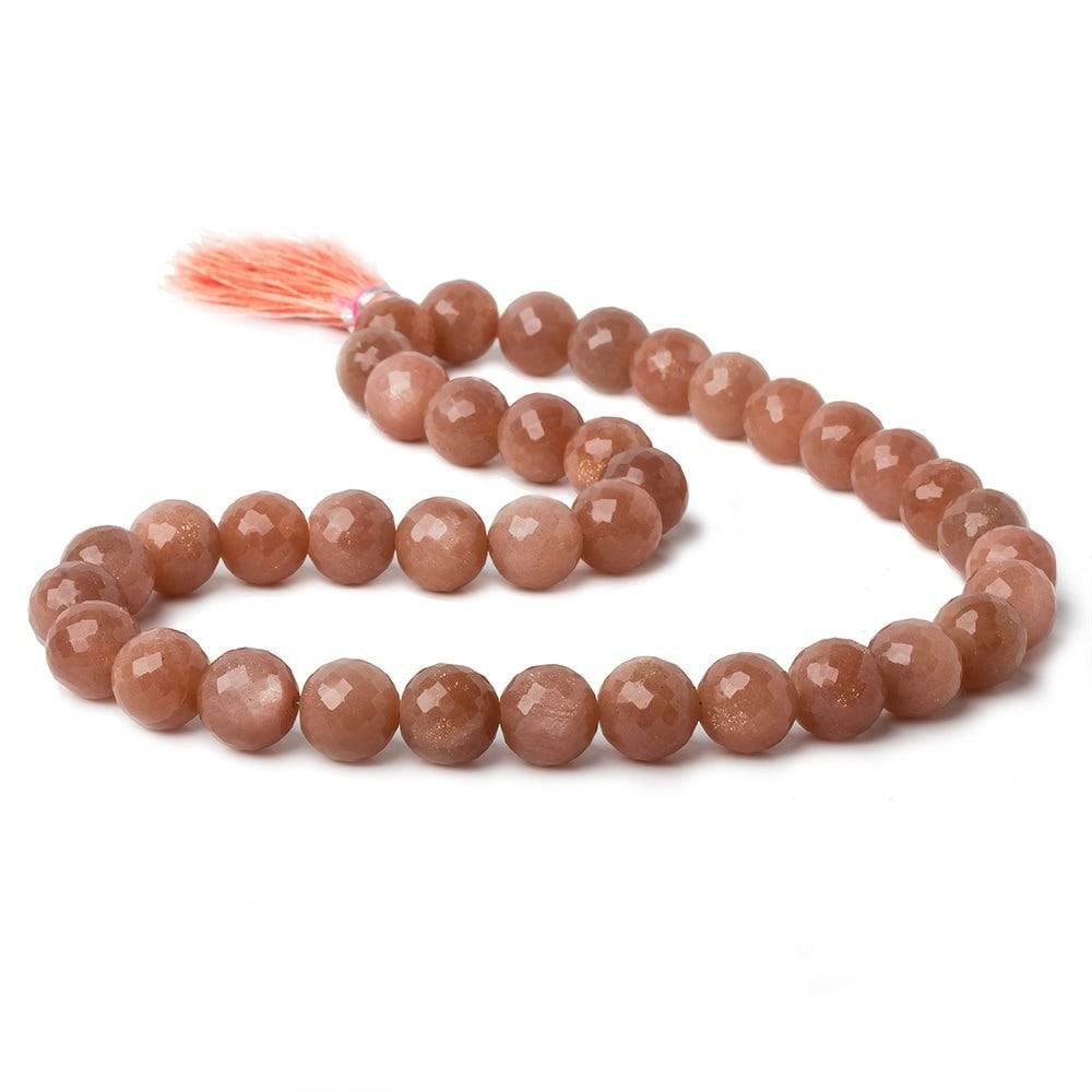 10-10.5mm Angel Skin Peach Moonstone Faceted Rounds 15 inch 38 beads AA (ONLINE ORDER ONLY)