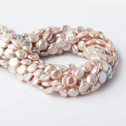 10-10.5mm Ballet Pink Coin Freshwater Pearl 16 inch 33 pieces