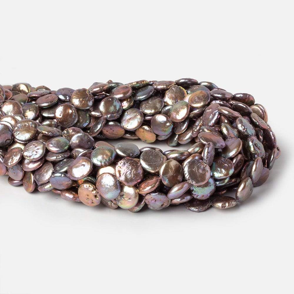 10-11mm Rose' Peacock Coin Freshwtaer Pearl strand 16 inch 35 pieces (ONLINE ORDER ONLY)