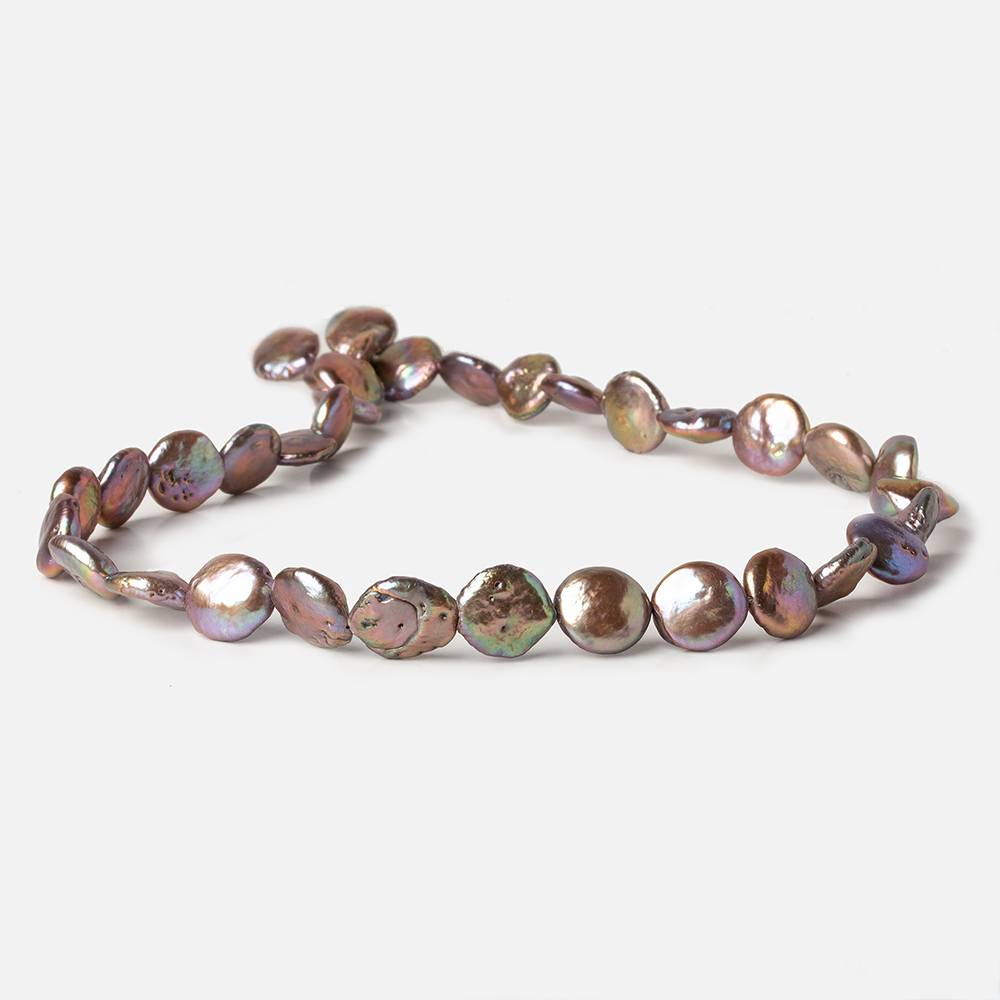 10-11mm Rose' Peacock Coin Freshwtaer Pearl strand 16 inch 35 pieces (ONLINE ORDER ONLY)