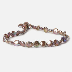 10-11mm Rose' Peacock Coin Freshwtaer Pearl strand 16 inch 35 pieces (ONLINE ORDER ONLY)