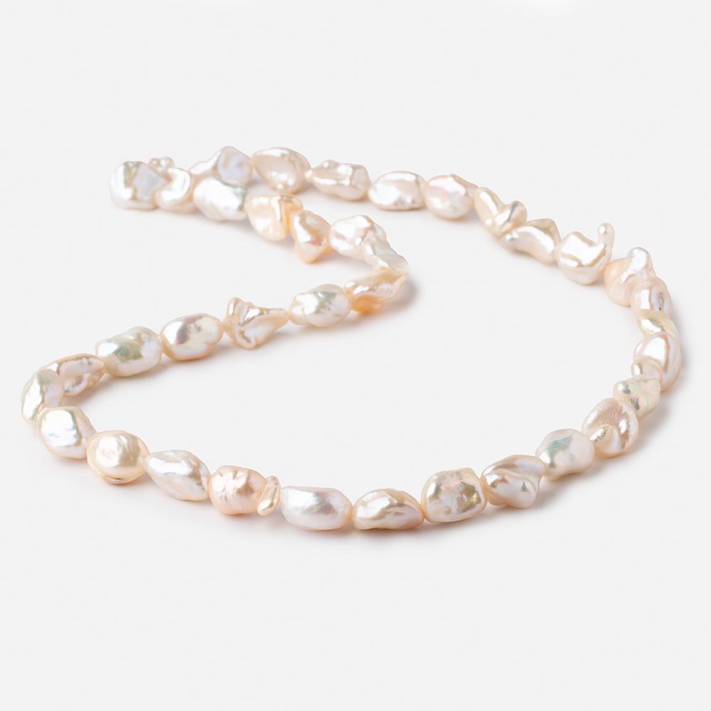 10-12mm Peach Straight Drilled Keshi Freshwater Pearls 15.5 inch 38 pieces (ONLINE ORDER ONLY)