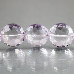 10-12mm Pink Amethyst Faceted Coin Beads 8 inch 19 beads AA Grade