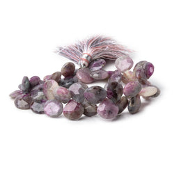 10-12mm Ruby in Marble Matrix Faceted Heart Beads 7 inch 38 pieces