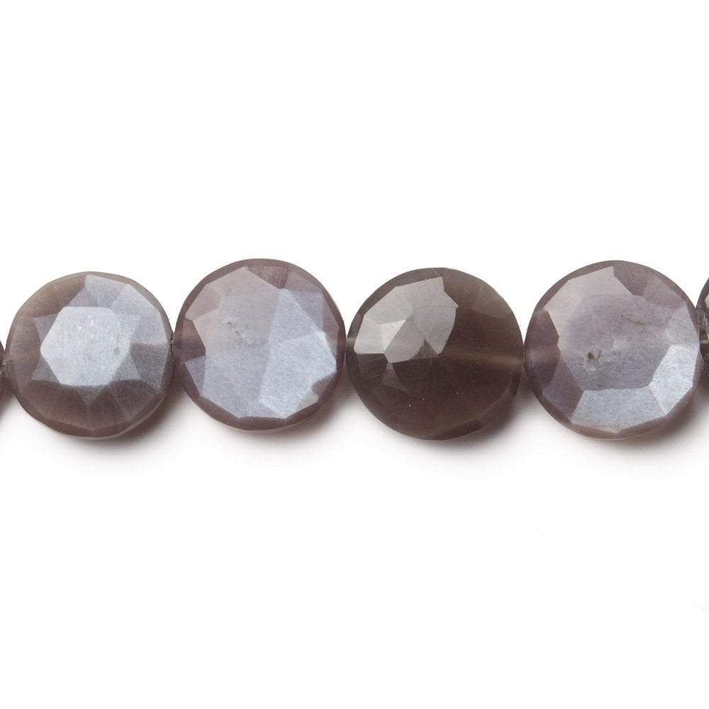10-13mm Chocolate Moonstone faceted coin beads 8 inch 16 pieces (ONLINE ORDER ONLY)