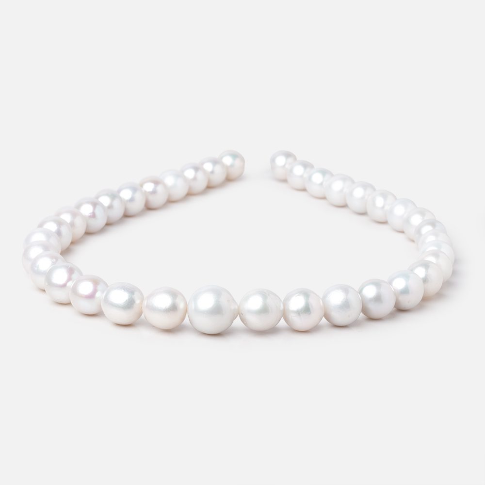 10-13mm White Off Round Freshwater Pearls 16 inch 36 Beads AA