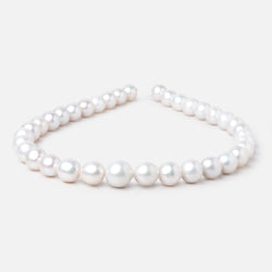 10-13mm White Off Round Freshwater Pearls 16 inch 36 Beads AA