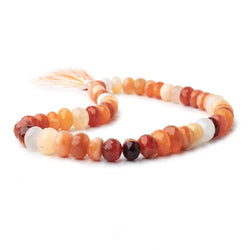 10-14mm Mexican Fire Opal faceted rondelle beads 14 in. 49 pieces AA Quality (ONLINE ORDER ONLY)