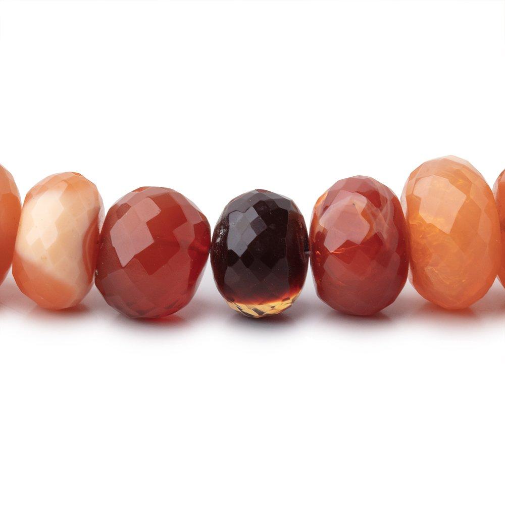 10-14mm Mexican Fire Opal faceted rondelle beads 14 in. 49 pieces AA Quality (ONLINE ORDER ONLY)