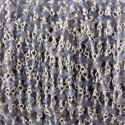 3-3.5mm Iolite faceted rondelle Silver plated Chain by the foot 39 pieces (ONLINE ORDER ONLY)