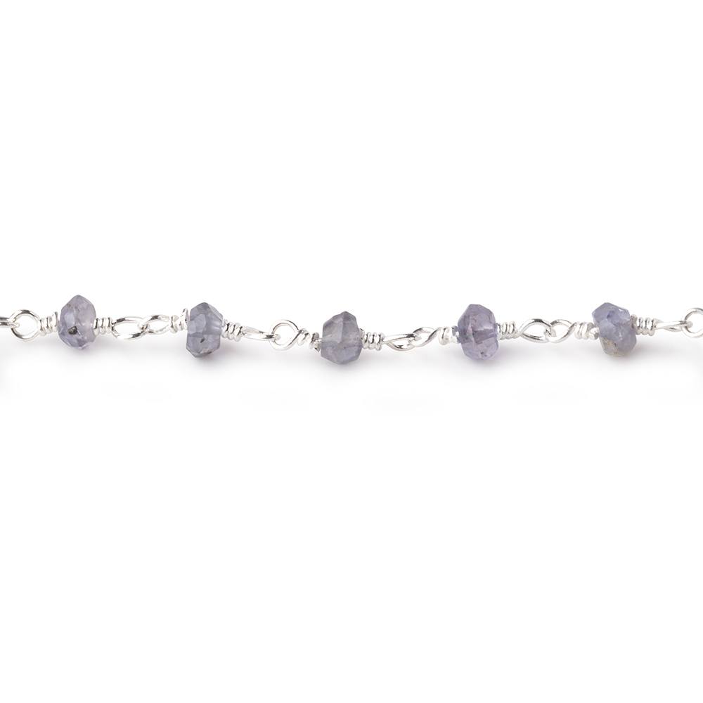 3-3.5mm Iolite faceted rondelle Silver plated Chain by the foot 39 pieces (ONLINE ORDER ONLY)