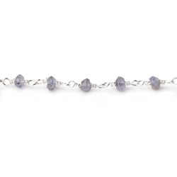 3-3.5mm Iolite faceted rondelle Silver plated Chain by the foot 39 pieces (ONLINE ORDER ONLY)