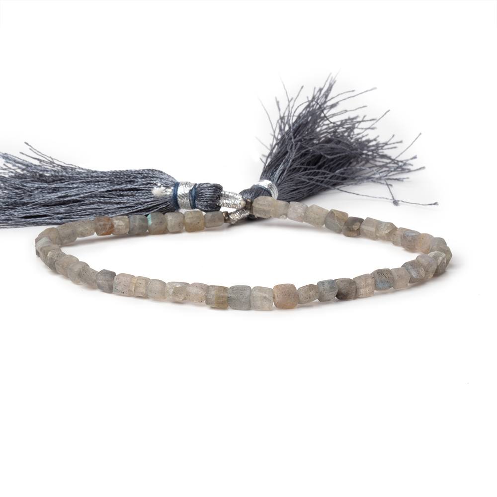 3-4mm Matte Labradorite Plain Cube Beads 7.5 inches 48 pieces (ONLINE ORDER ONLY)