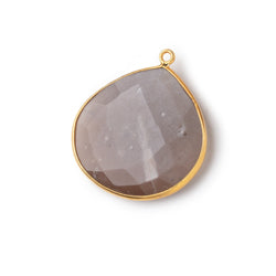 26x26mm Vermeil Bezeled Chocolate Moonstone Heart Focal Pendant 1 pc