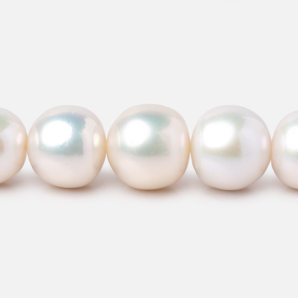 10.5-13.5mm White Off Round Freshwater Pearls 16 inch 36 Beads AA