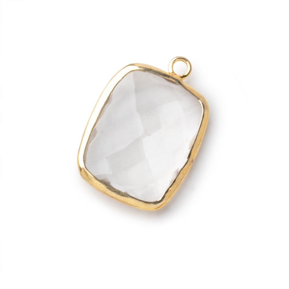 19x15mm Vermeil Bezeled Crystal Quartz faceted Cushion Focal Pendant 1 piece (ONLINE ORDER ONLY)