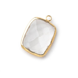 19x15mm Vermeil Bezeled Crystal Quartz faceted Cushion Focal Pendant 1 piece (ONLINE ORDER ONLY)