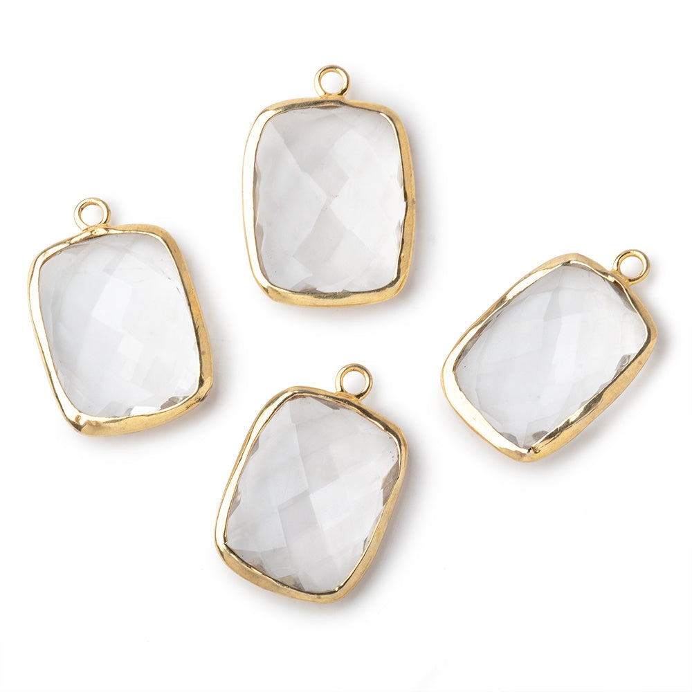 19x15mm Vermeil Bezeled Crystal Quartz faceted Cushion Focal Pendant 1 piece (ONLINE ORDER ONLY)