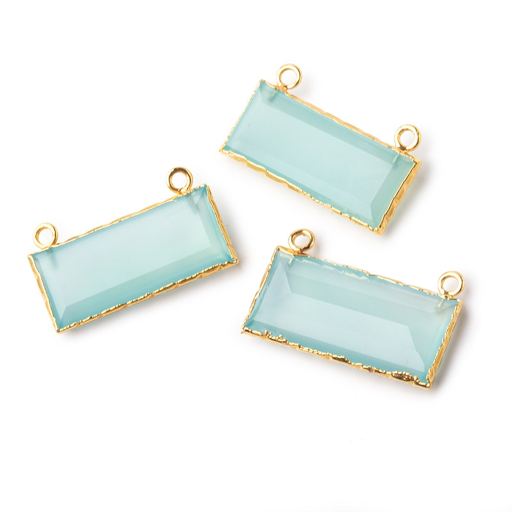 11x26mm Gold Leafed Blue Chalcedony East West Bar Connector 1 piece (ONLINE ORDER ONLY)