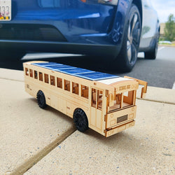 Dual Power School Bus STEM Kit – Build, Paint & Personalize | Battery + Solar Powered (ONLINE ORDER ONLY)