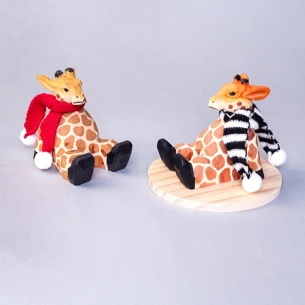 Handmade Wood-Carved Giraffe Cellphone Stand (ONLINE ORDER ONLY)