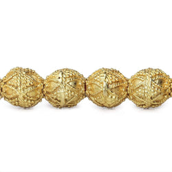 10mm 22kt Gold Plated Copper Bead Round Miligrain Triangle and Heart 8 inch 18 pieces (ONLINE ORDER ONLY)