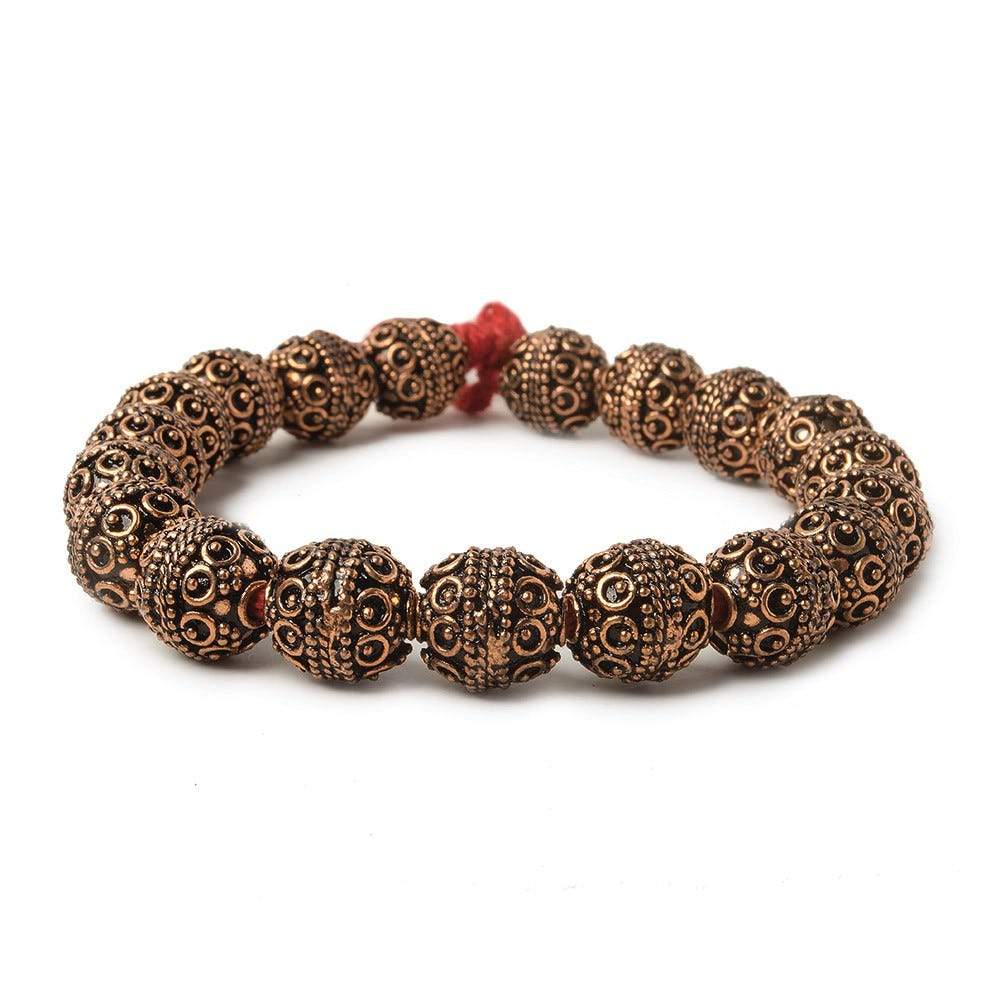10mm Antiqued Copper Beads Roval Persian 8 inch 19 pcs (ONLINE ORDER ONLY)