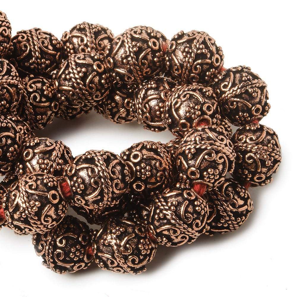10mm Antiqued Copper Beads Roval Victorian Swag 8 inch 18 pcs