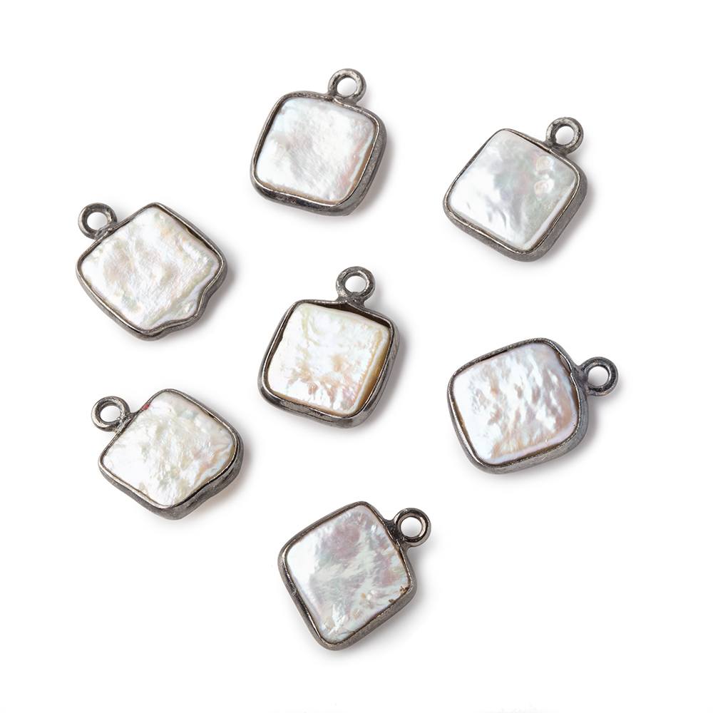 10mm Black Gold Bezel Off White Square Pearl Pendant 1 piece (ONLINE ORDER ONLY)