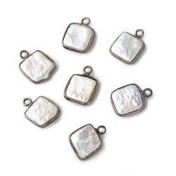 10mm Black Gold Bezel Off White Square Pearl Pendant 1 piece (ONLINE ORDER ONLY)