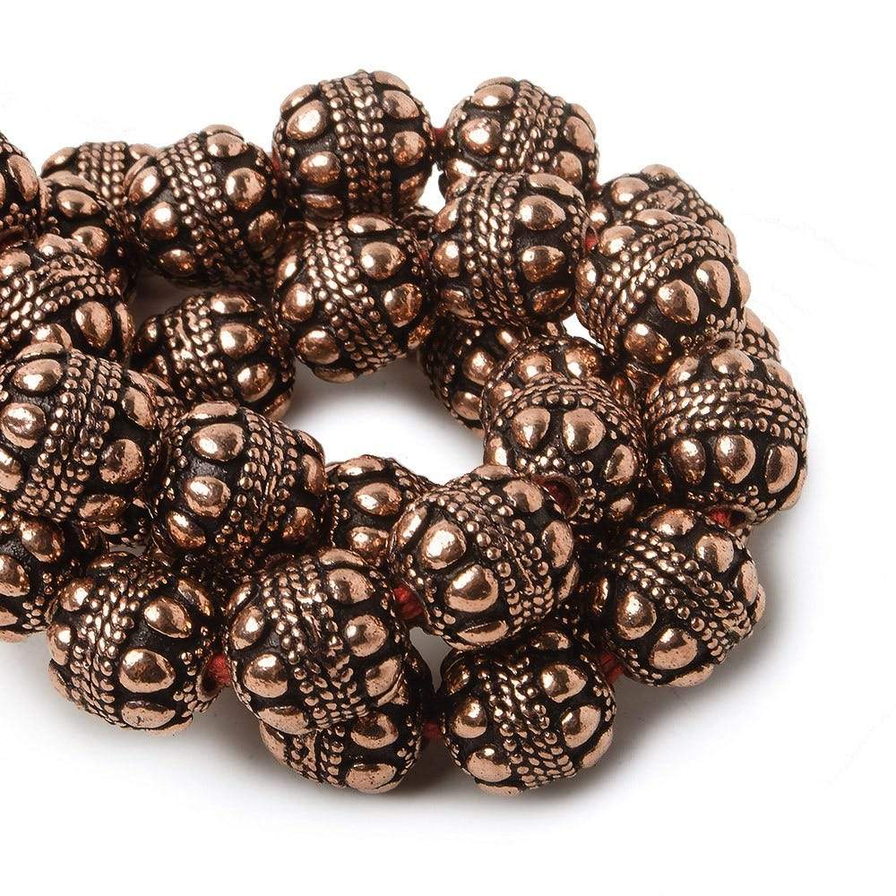 10mm Copper Bead Bead Round Dots and Rope center 8 inch 18 pcs