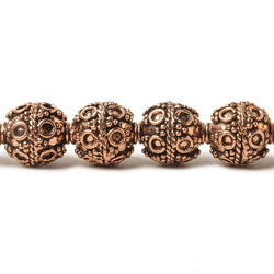 10mm Copper Bead Bead Roval Circle and Miligrain Triangle 8 inch 18 pcs