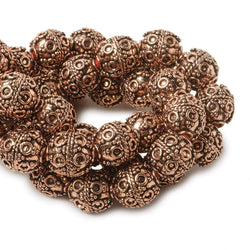 10mm Copper Bead Bead Roval Circle and Miligrain Triangle 8 inch 18 pcs