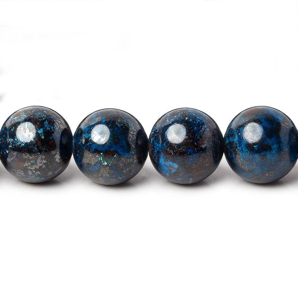 10mm Dark Chrysocolla Plain Rounds 16 inch 40 beads A (ONLINE ORDER ONLY)