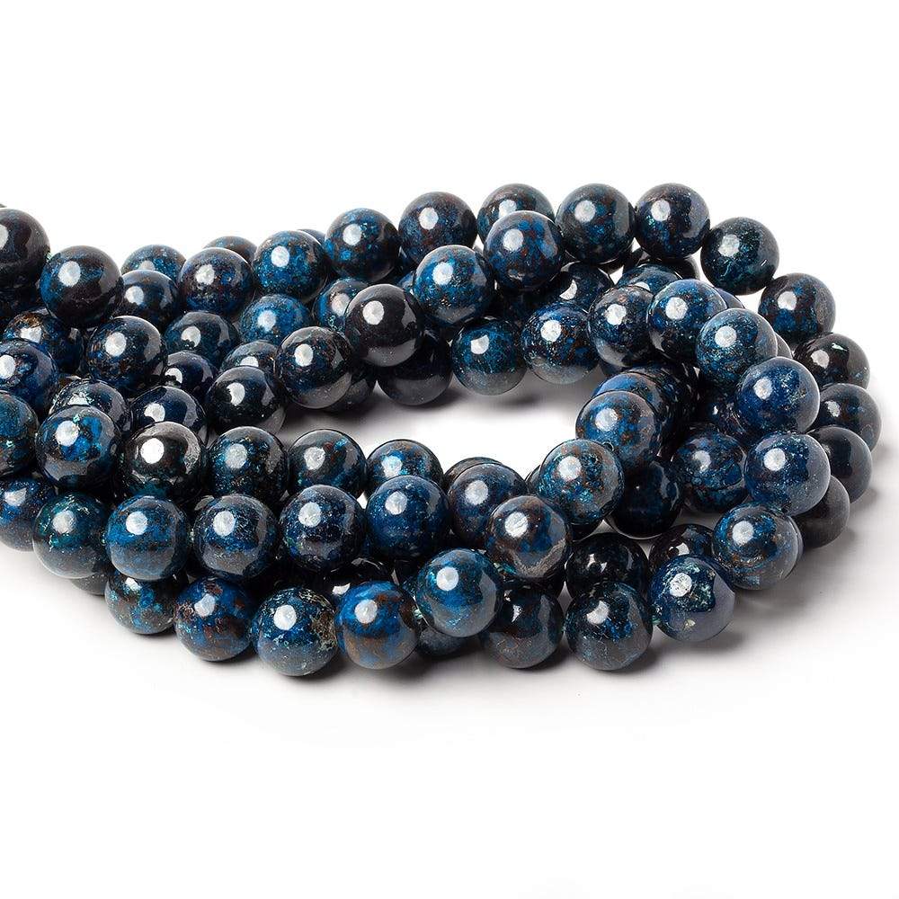 10mm Dark Chrysocolla Plain Rounds 16 inch 40 beads A (ONLINE ORDER ONLY)