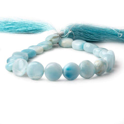 10mm Larimar plain coin beads 8 inch 19 pieces AA Grade (ONLINE ORDER ONLY)
